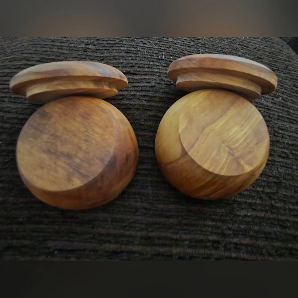 Holy Land Market Handcrafted Olive Wood Salt/Sugar Keeper - Vintage